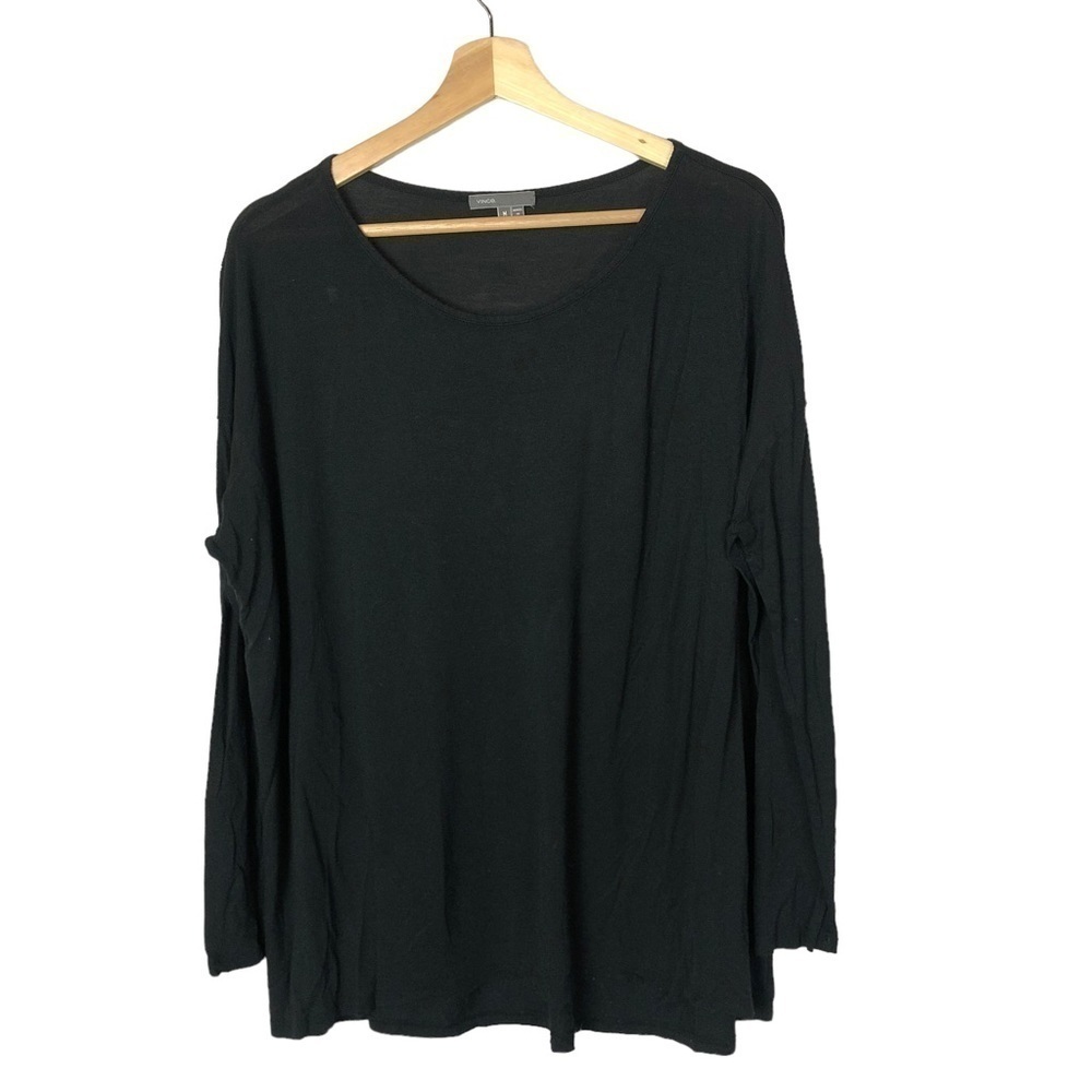 Vince Black Scoop Neck Long Sleeve Relaxed Tee M